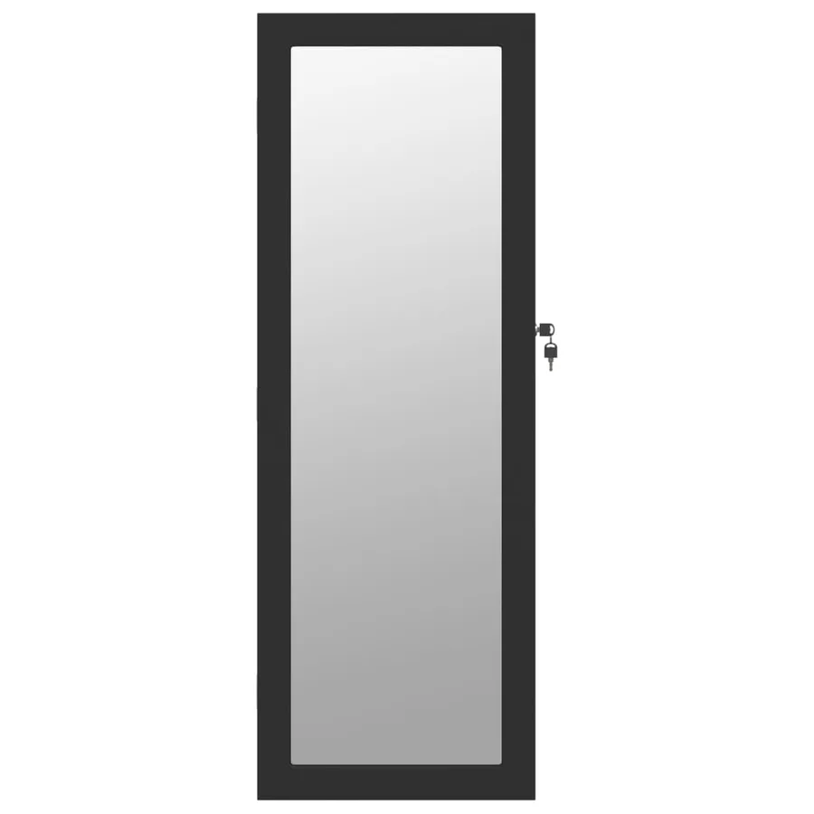 Armoire à bijoux avec miroir et éclairage LED mural noir - 4