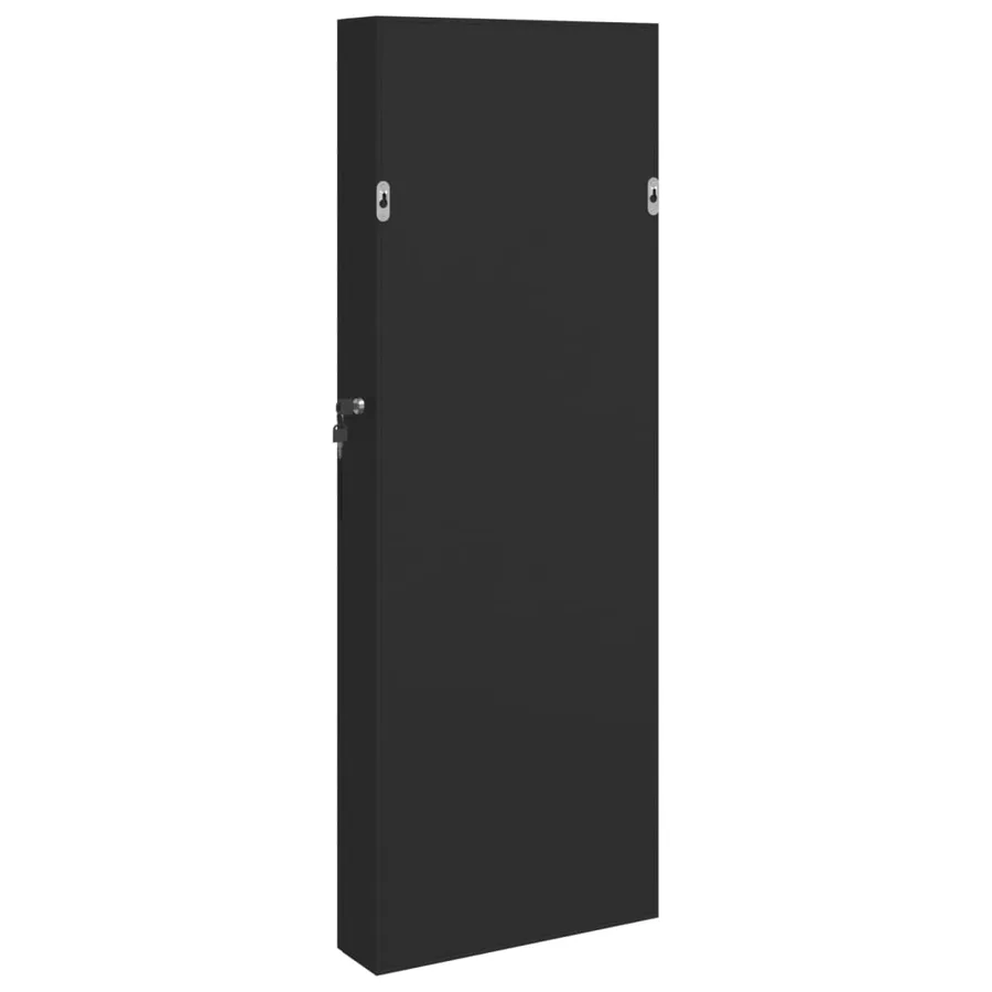 Armoire à bijoux avec miroir et éclairage LED mural noir - 6