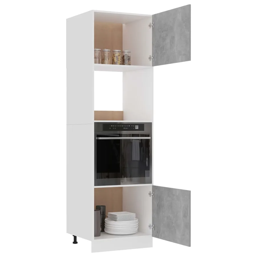 Armoire à micro-ondes Gris béton 60x57x207 cm Bois d’ingénierie - 4