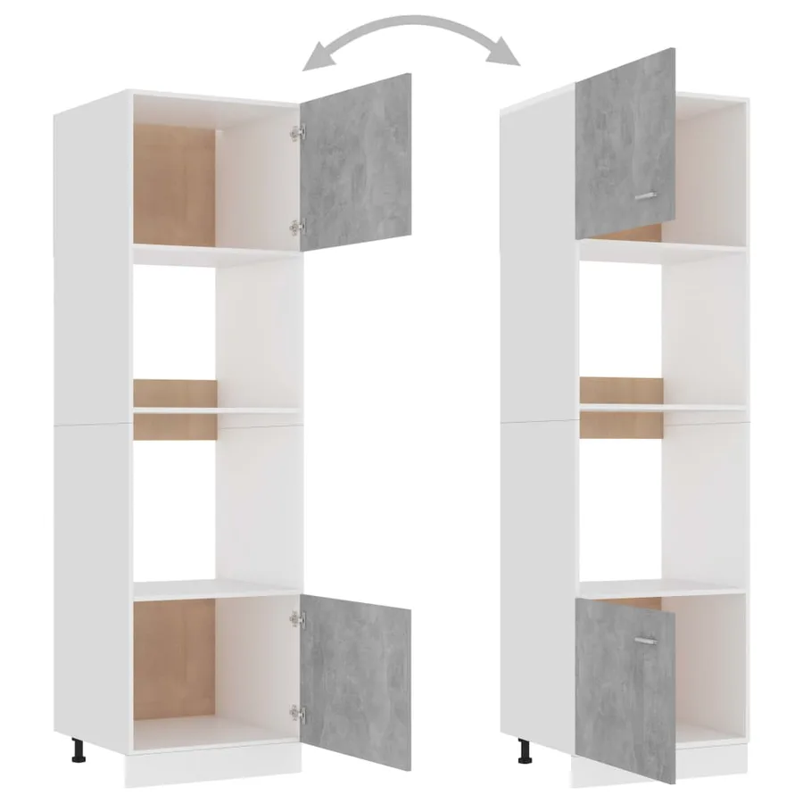 Armoire à micro-ondes Gris béton 60x57x207 cm Bois d’ingénierie - 5