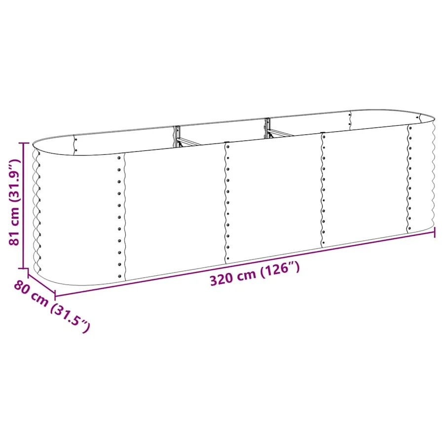 Lit surélevé de jardin 320x80x81 cm Acier galvanisé Argenté - 10