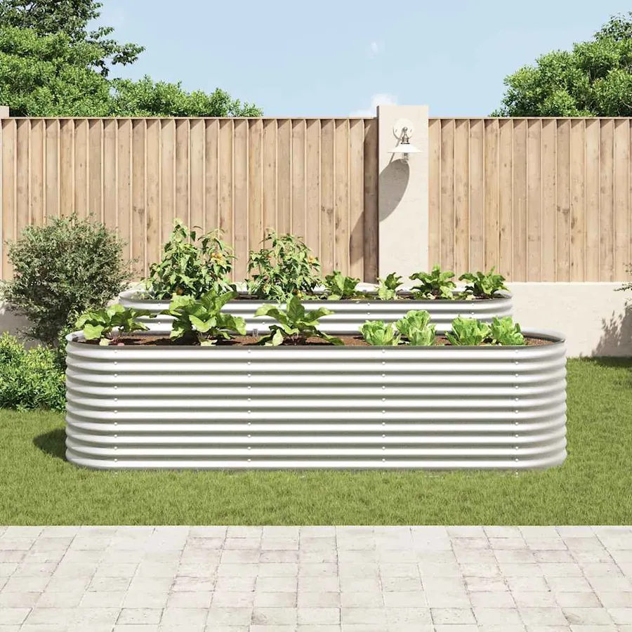 Lit surélevé de jardin 320x80x81 cm Acier galvanisé Argenté - 3