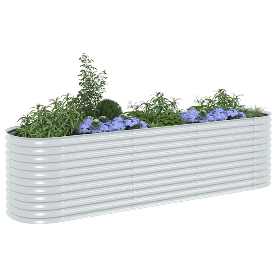Lit surélevé de jardin 320x80x81 cm Acier galvanisé Argenté - 4