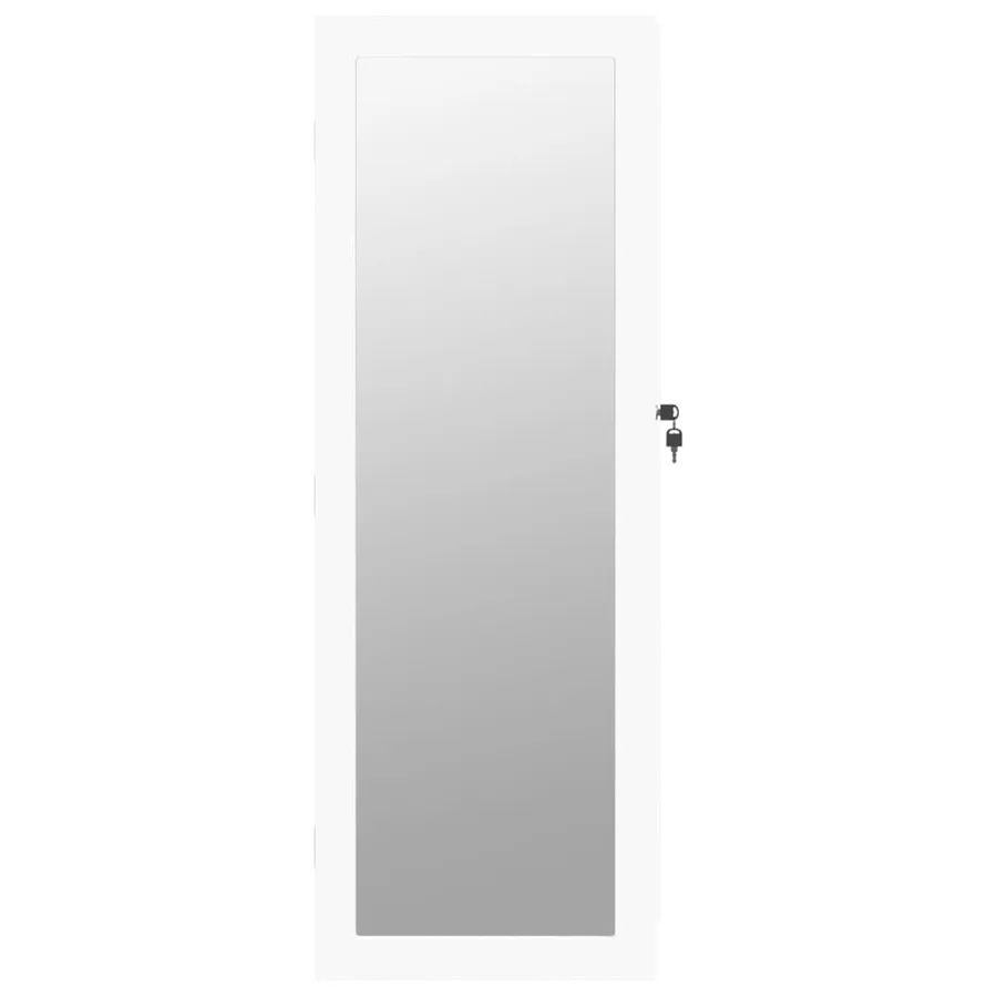 Armoire à bijoux avec miroir murale blanc 37,5x10x106 cm - 4