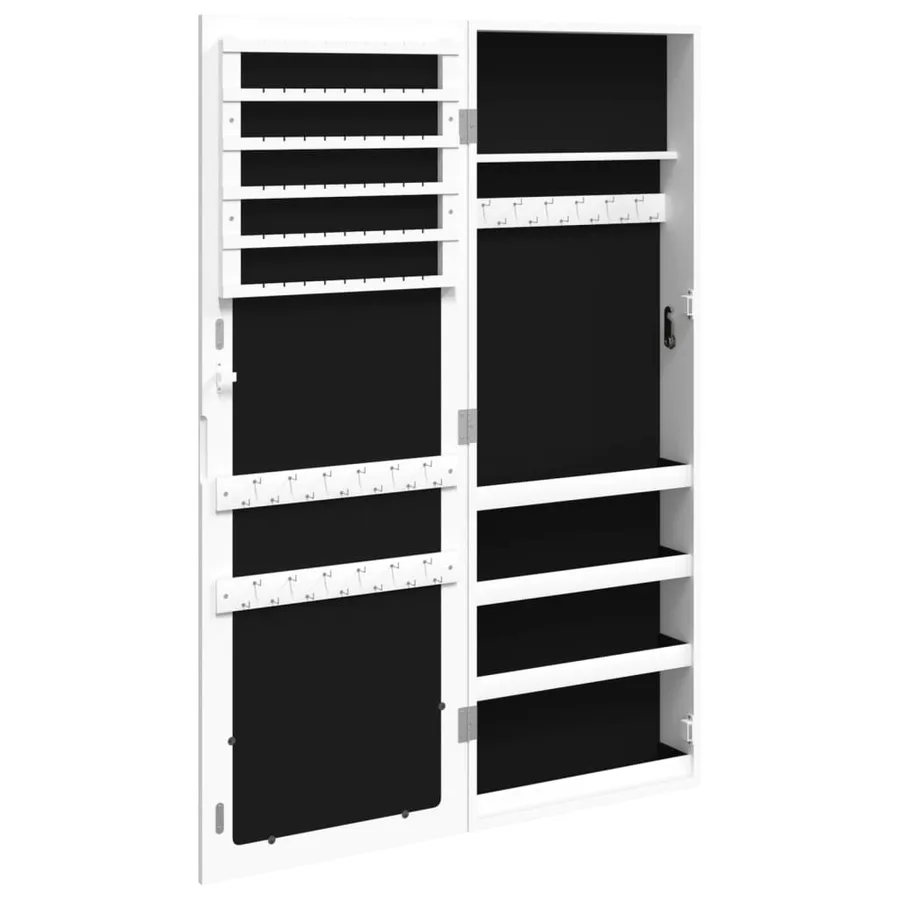 Armoire à bijoux avec miroir murale blanc 37,5x10x106 cm - 5