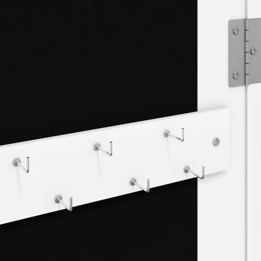 Armoire à bijoux avec miroir murale blanc 37,5x10x106 cm - 8