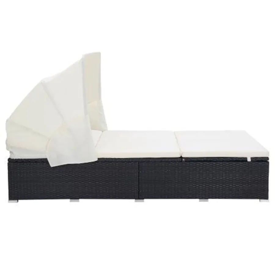 Transat à 2 places avec coussin Résine tressée Noir - 3