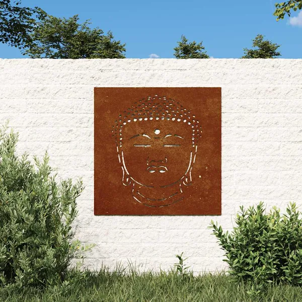 Décoration murale jardin 55x55 cm motif de tête de bouddha