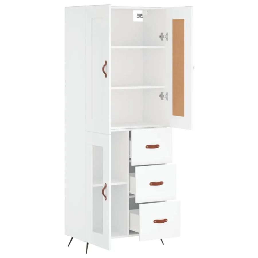 Buffet haut Blanc 69,5x34x180 cm Bois d'ingénierie - 3