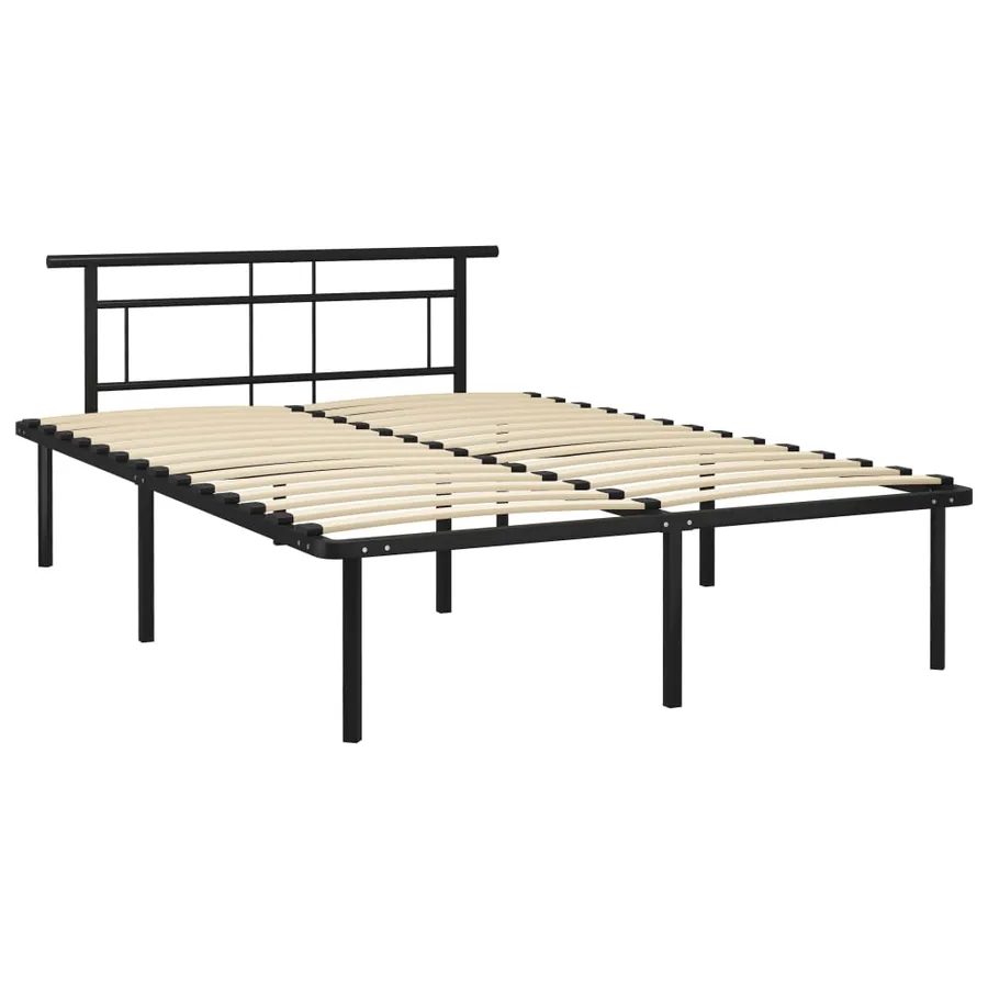 Cadre de lit sans matelas noir métal 140x200 cm - 2
