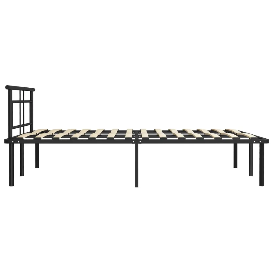 Cadre de lit sans matelas noir métal 140x200 cm - 4