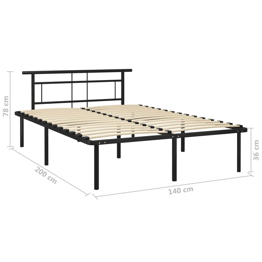 Cadre de lit sans matelas noir métal 140x200 cm - 6