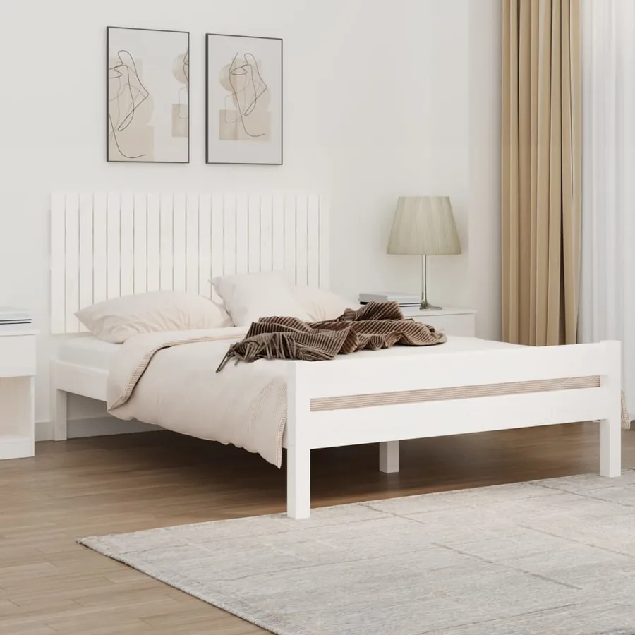 Tête de lit murale Blanc 140x3x60 cm Bois massif de pin