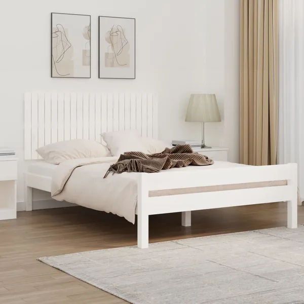 Tête de lit murale Blanc 140x3x60 cm Bois massif de pin