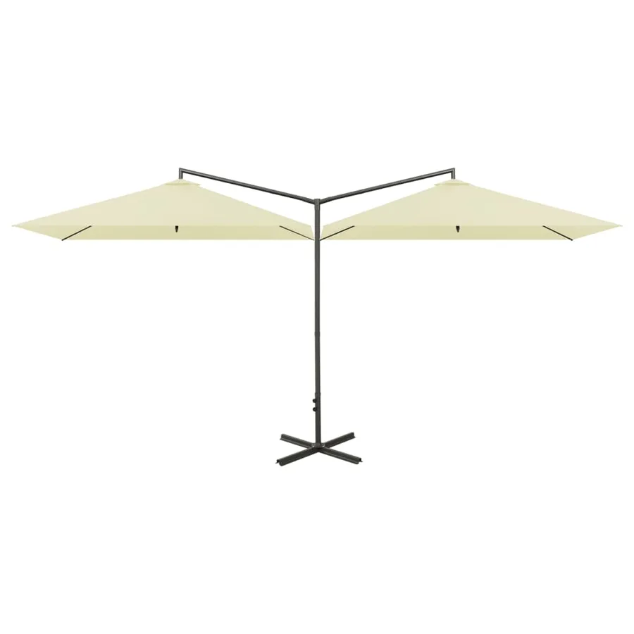 Parasol de jardin double avec mât en acier Sable 600x300 cm - 2