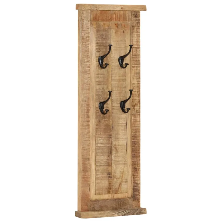 Porte-manteaux 2 pcs Bois massif de manguier 38x100 cm - 11