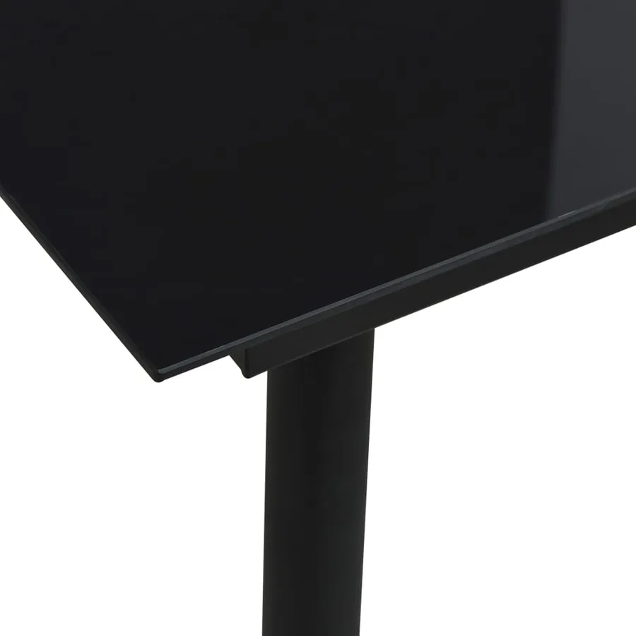 Table à dîner de jardin Noir 80x80x74 cm Acier et verre - 3