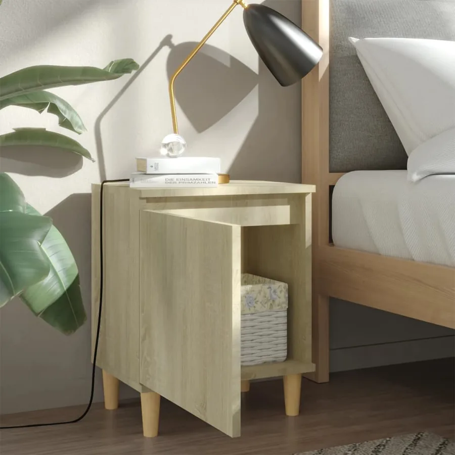 Table de chevet avec pieds en bois Chêne sonoma 40x30x50 cm - 3