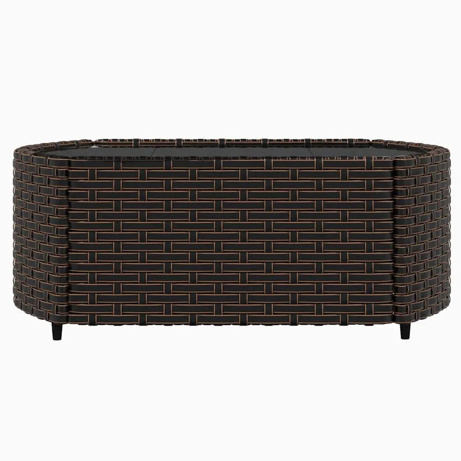 Salon de jardin 3 pcs avec coussins marron résine tressée - 6