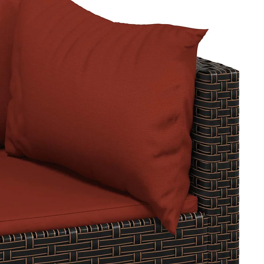 Salon de jardin 3 pcs avec coussins marron résine tressée - 8