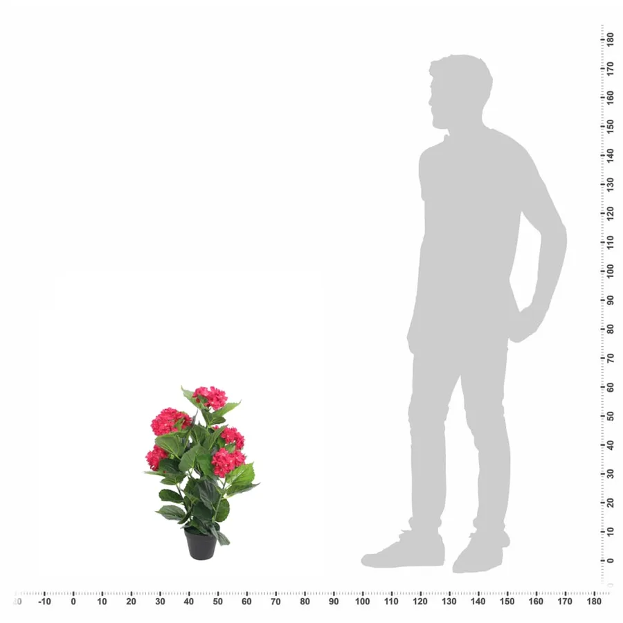 Plante hortensia artificielle avec pot 60 cm Rouge - 3