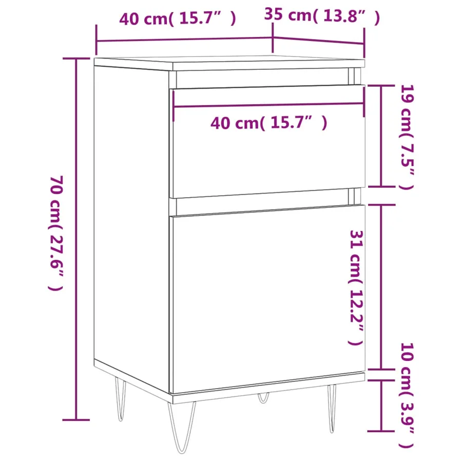 Buffet chêne sonoma 40x35x70 cm bois d'ingénierie - 12