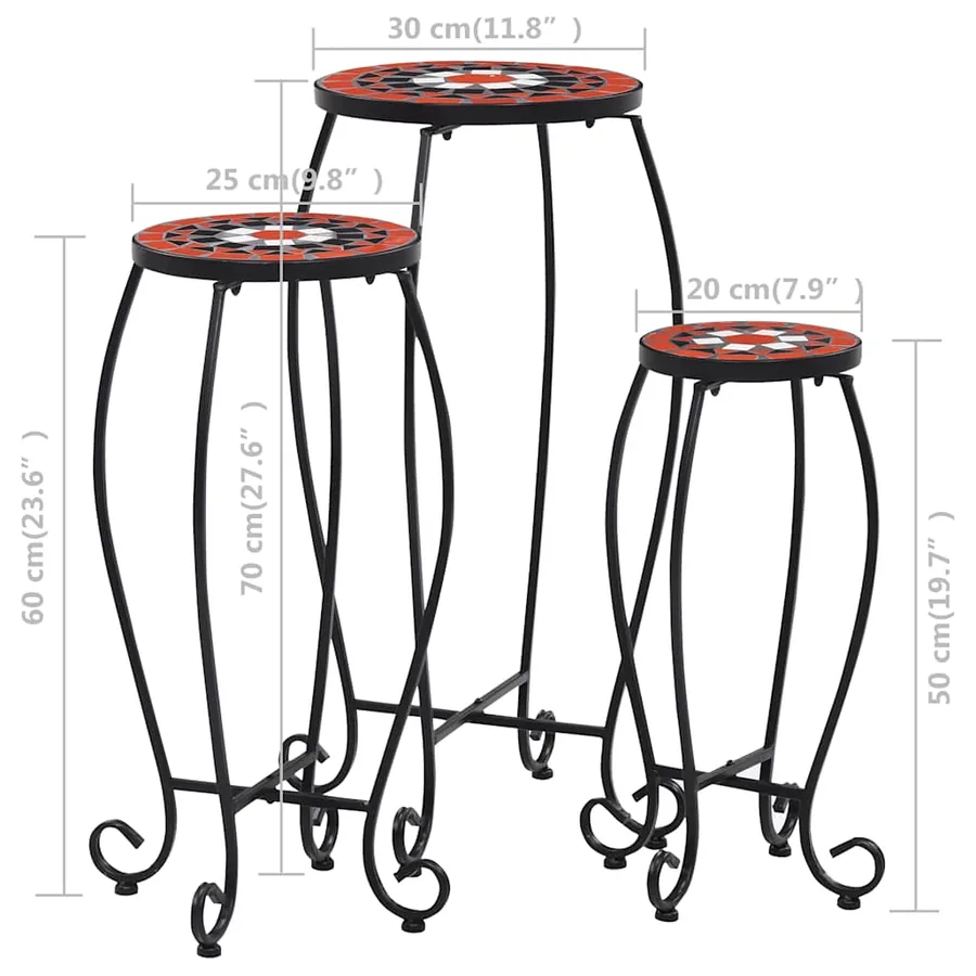 Tables mosaïque 3 pcs Terre cuite et blanc Céramique - 8
