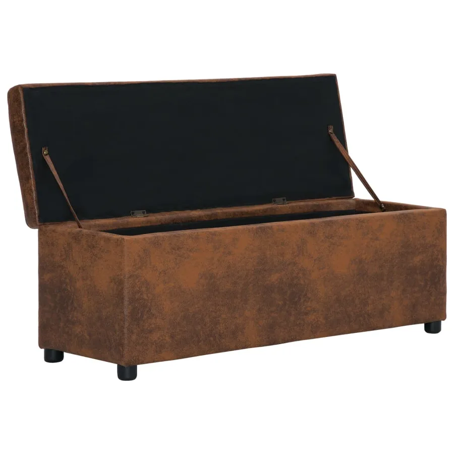 Banc avec compartiment de rangement 116 cm Marron Similicuir - 5