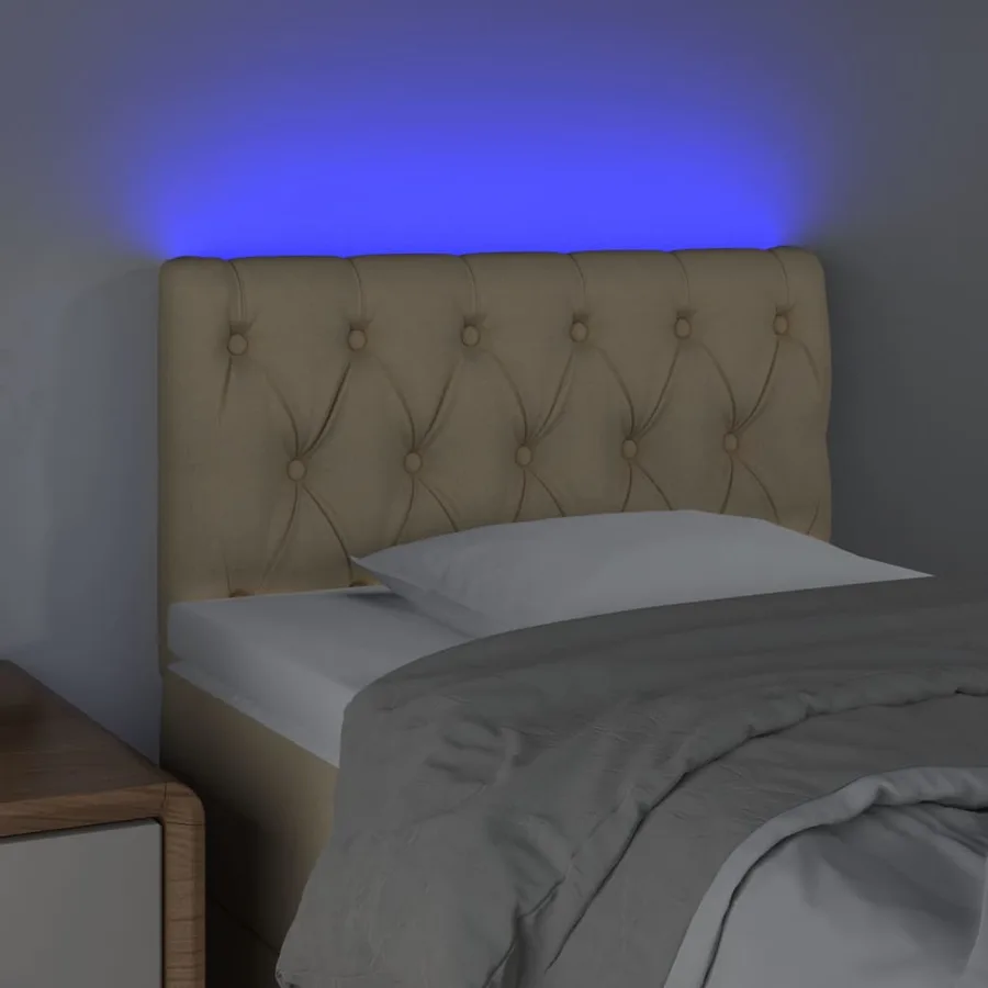 Tête de lit à LED Crème 80x7x78/88 cm Tissu - 3