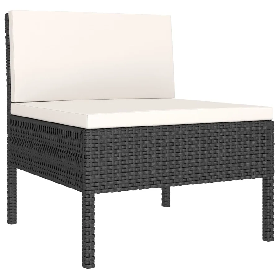 Chaises de jardin lot de 3 avec coussins Résine tressée Noir - 3