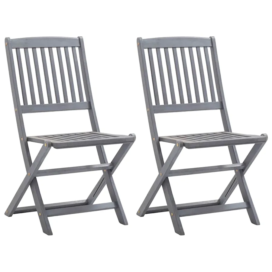 Chaises pliables d'extérieur lot de 2 et coussins Bois d'acacia - 2