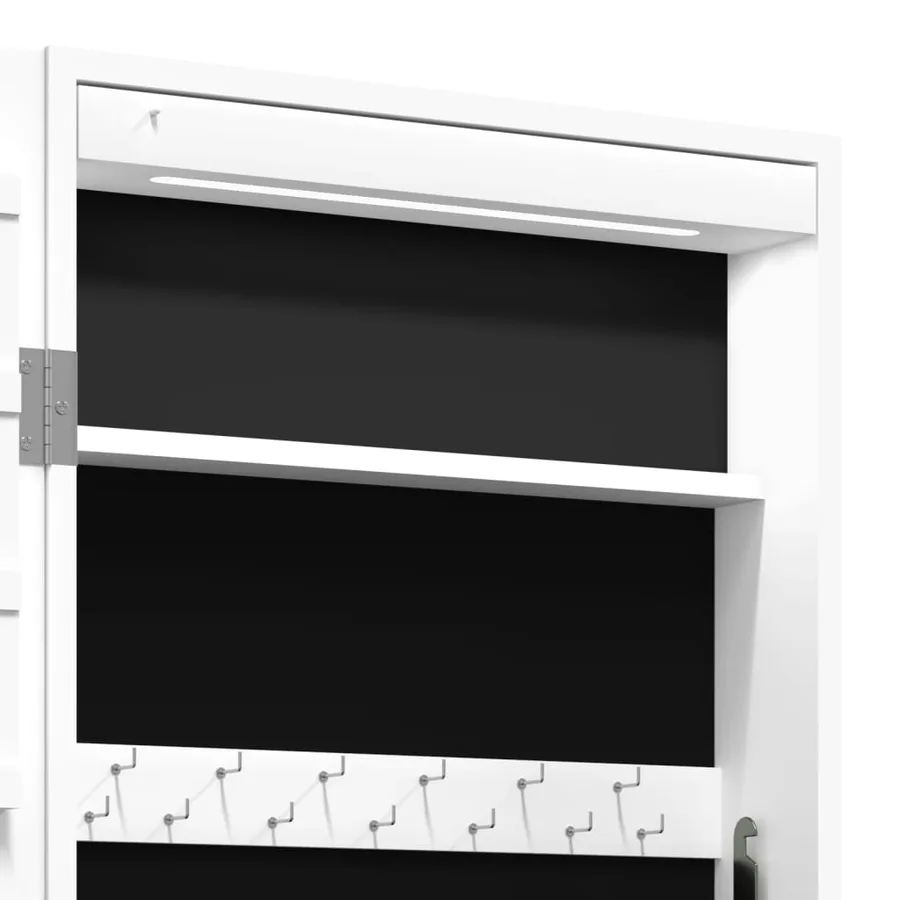 Armoire à bijoux avec miroir et éclairage LED mural blanc - 11
