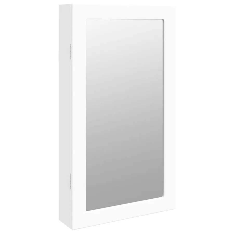 Armoire à bijoux avec miroir et éclairage LED mural blanc - 2
