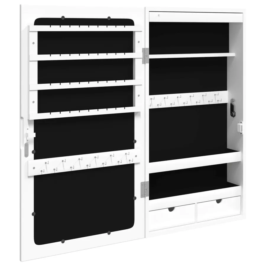 Armoire à bijoux avec miroir et éclairage LED mural blanc - 7
