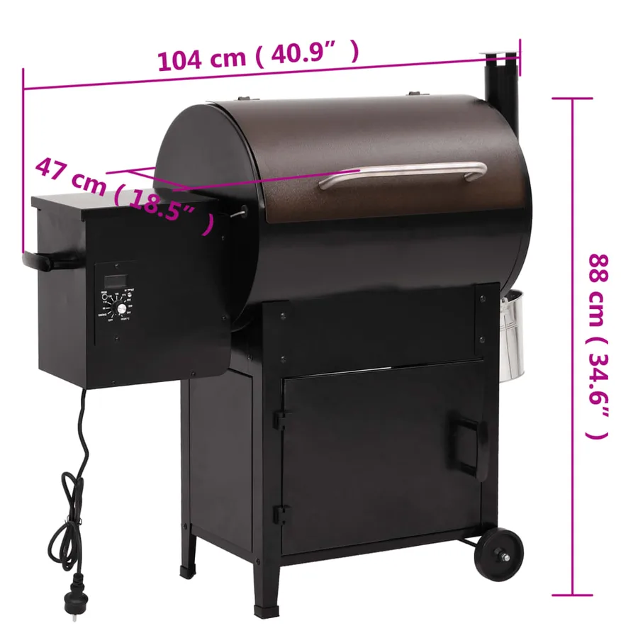 Gril à granulés avec cheminée noir 104 cm fer - 11