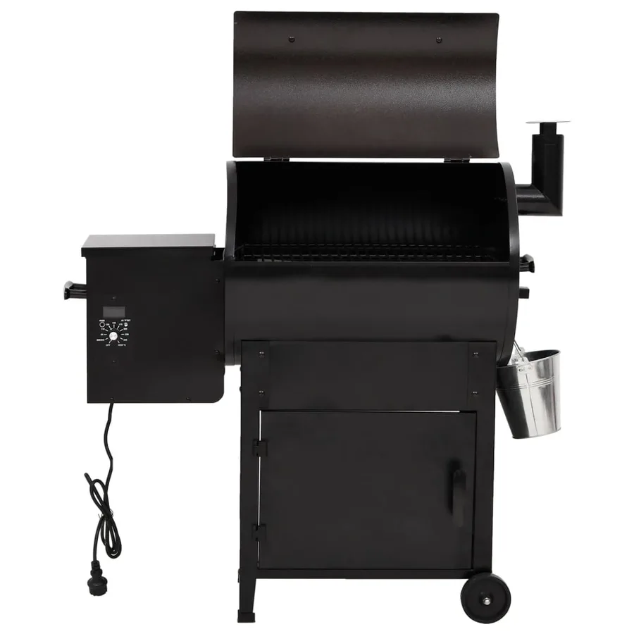 Gril à granulés avec cheminée noir 104 cm fer - 5
