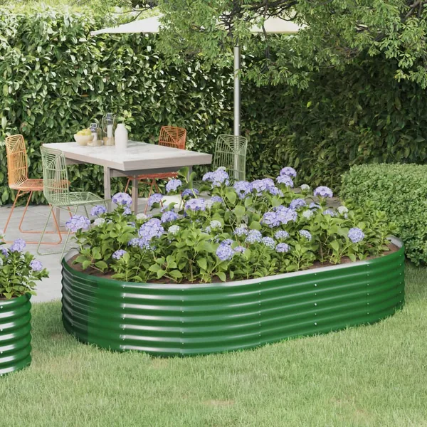 Lit surélevé de jardin Acier galvanisé 214x140x36cm Vert