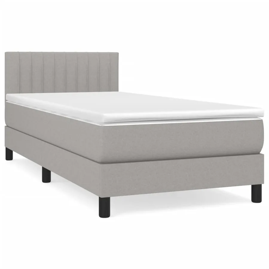 Sommier à lattes de lit avec matelas Gris clair 100x200cm Tissu - 2