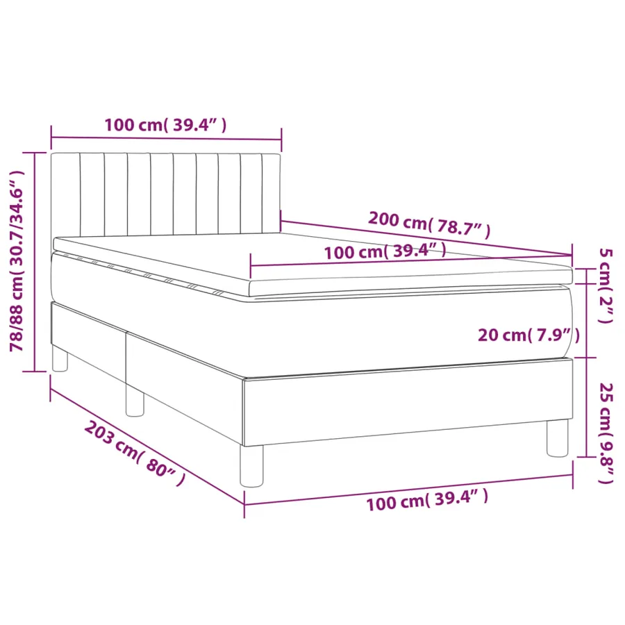 Sommier à lattes de lit avec matelas Gris clair 100x200cm Tissu - 7