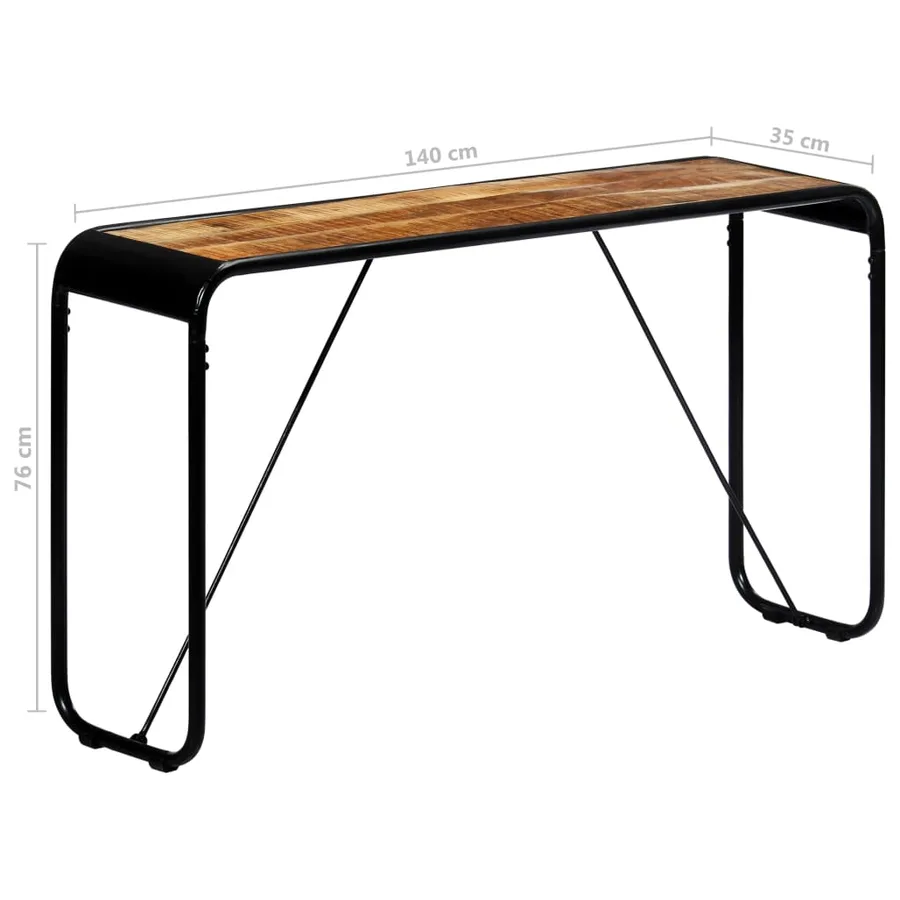 Table console 140 x 35 x 76 cm Bois de manguier massif brut - 7
