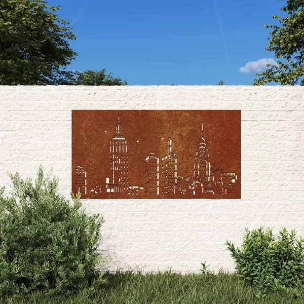 Décoration murale jardin 105x55cm acier corten design d'horizon