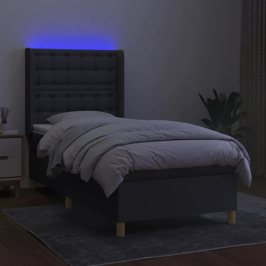 Sommier à lattes de lit matelas LED Gris clair 100x200 cm Tissu - 3