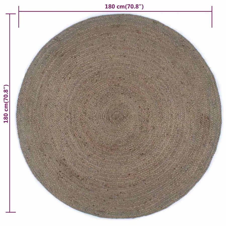 Tapis fait à la main Jute Rond 180 cm Gris - 6