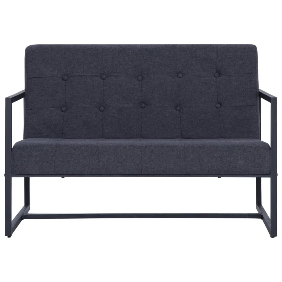 Sofa à 2 places avec accoudoirs Gris foncé Acier et tissu - 3