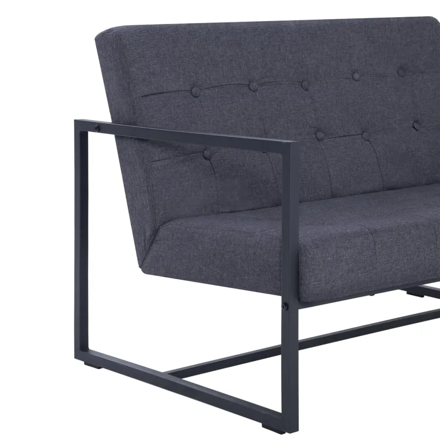 Sofa à 2 places avec accoudoirs Gris foncé Acier et tissu - 6