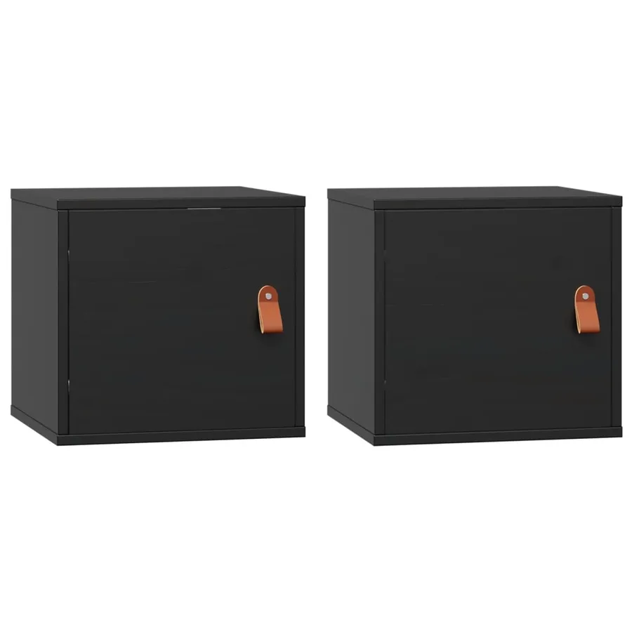 Armoires murales 2 pcs Noir 31,5x30x30 cm Bois de pin massif - 2