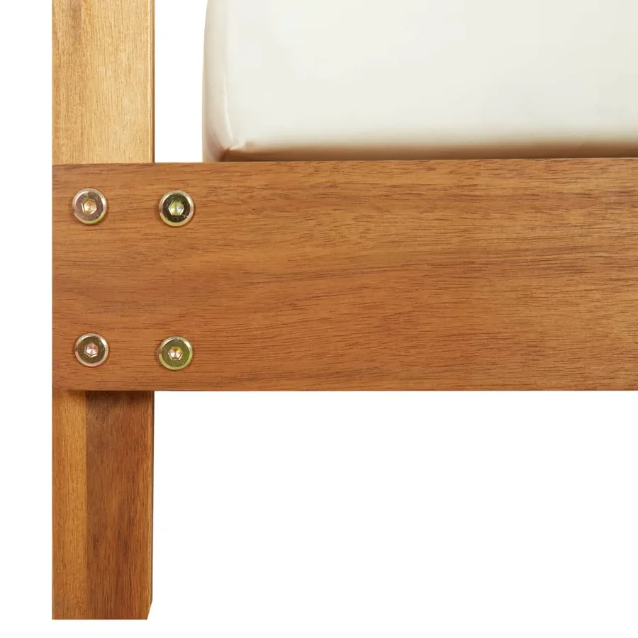 Chaise longue double avec rideaux et coussins Bois d'acacia - 9