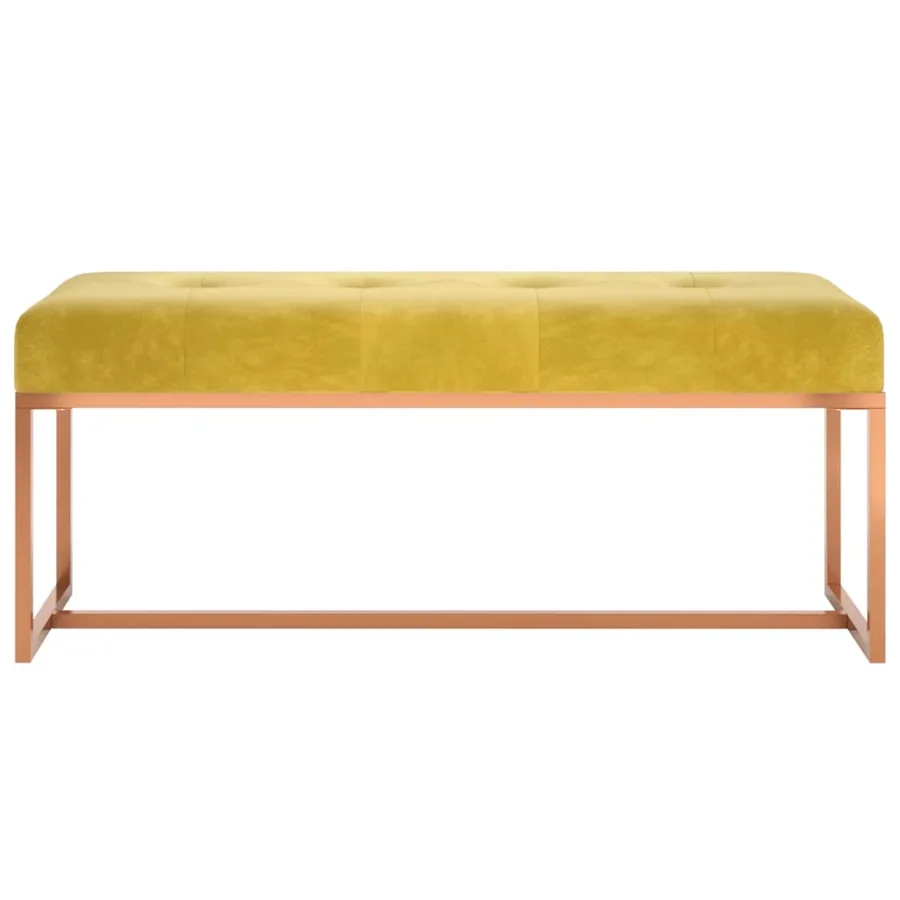 Banc Jaune moutarde 110x36x45 cm Velours - 3