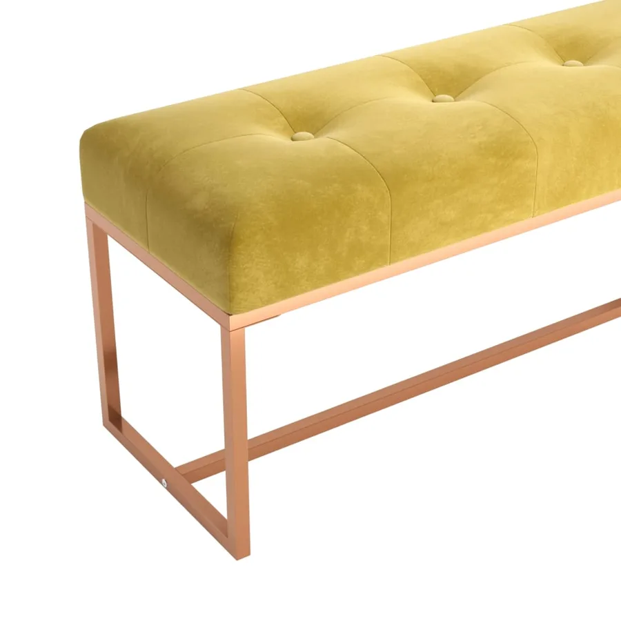 Banc Jaune moutarde 110x36x45 cm Velours - 5