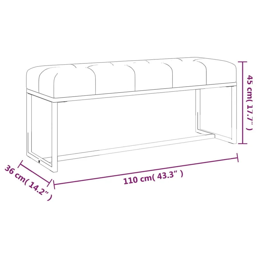 Banc Jaune moutarde 110x36x45 cm Velours - 6